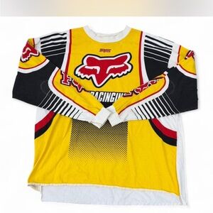 Fox Yellow Long Sleeve Racing Graphic Shirt with Red and Black Accents